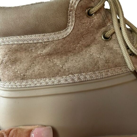 Gypsy Jazz Quack Duck Boots Womens 8 Cream Ankle Black Rubber Lace Up - Picture 3 of 14